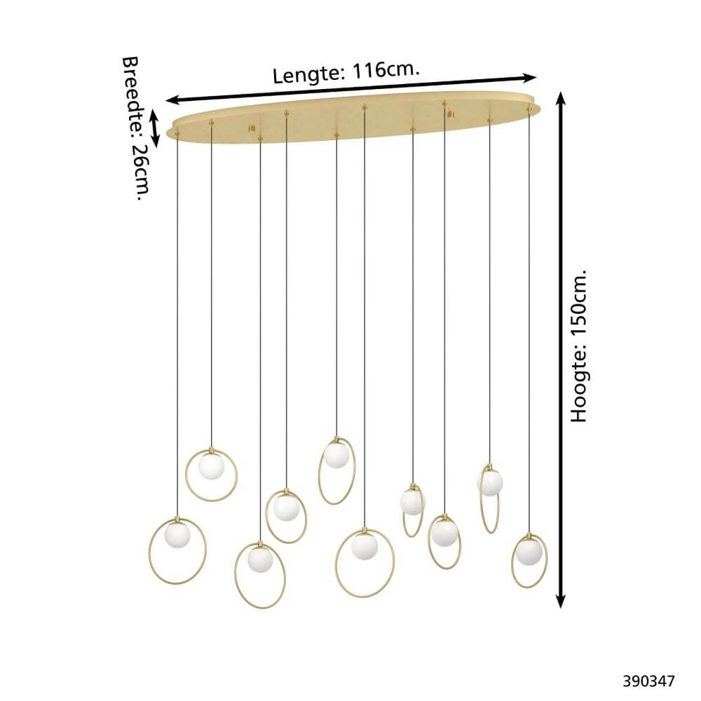 Oval hanging lamp Portocolom 116cm Stars of Light 9008606270606