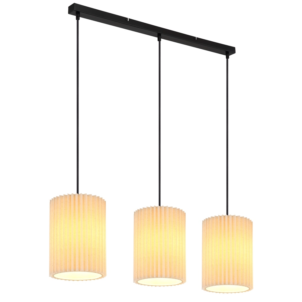 Lampe pendante à 3 lampes Page noir avec blanc droit