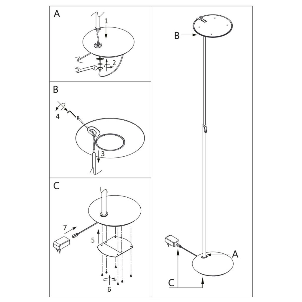 Lampadaire de conception Zenith Led Gris métallique Steinhauer 8712746118544