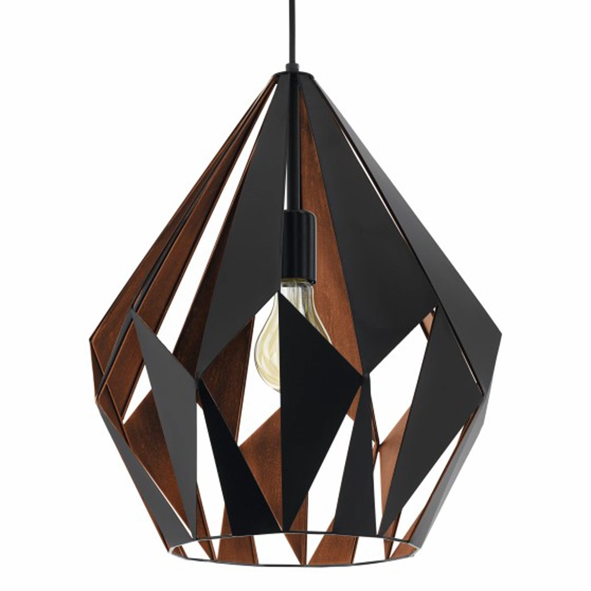 Lampe à suspension Carlton 1 38cm noir avec cuivre rouge Eglo 9002759498788