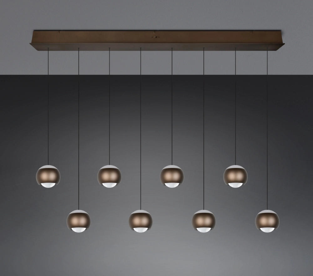 Suspension LED à 8 lumières Orbit Table à manger - Marron platine Trio 4017807686616
