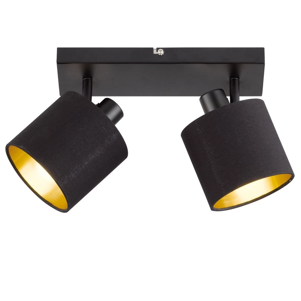 Spot de plafond Tommy 2 lumières noir avec or