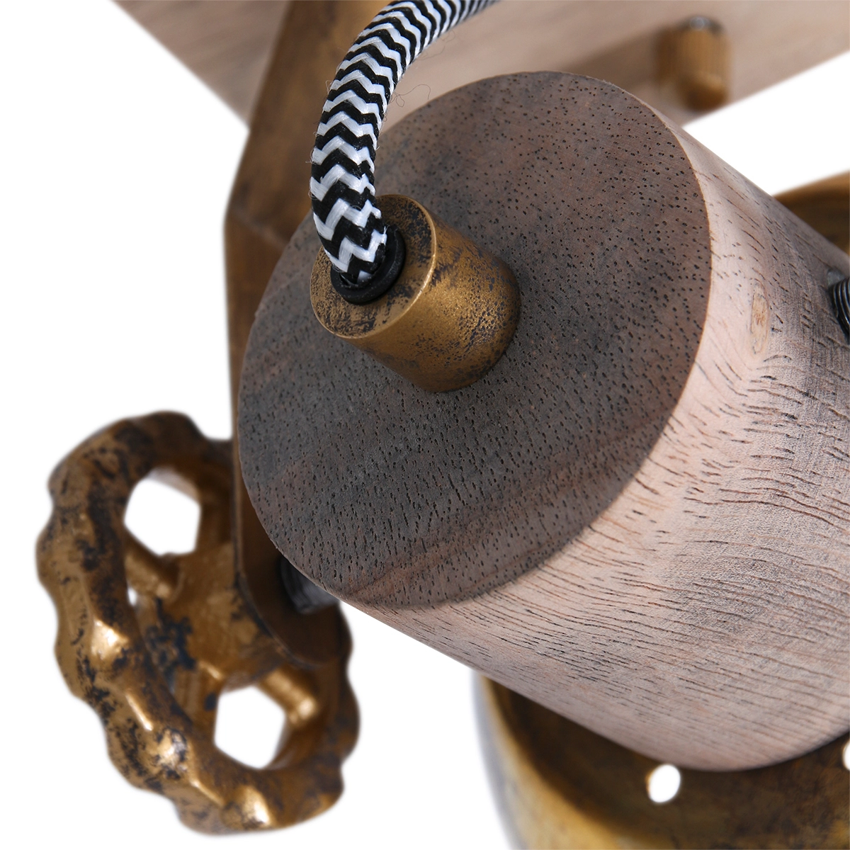 Plafonnier industriel Gearwood bronze avec bois Steinhauer 8712746135022