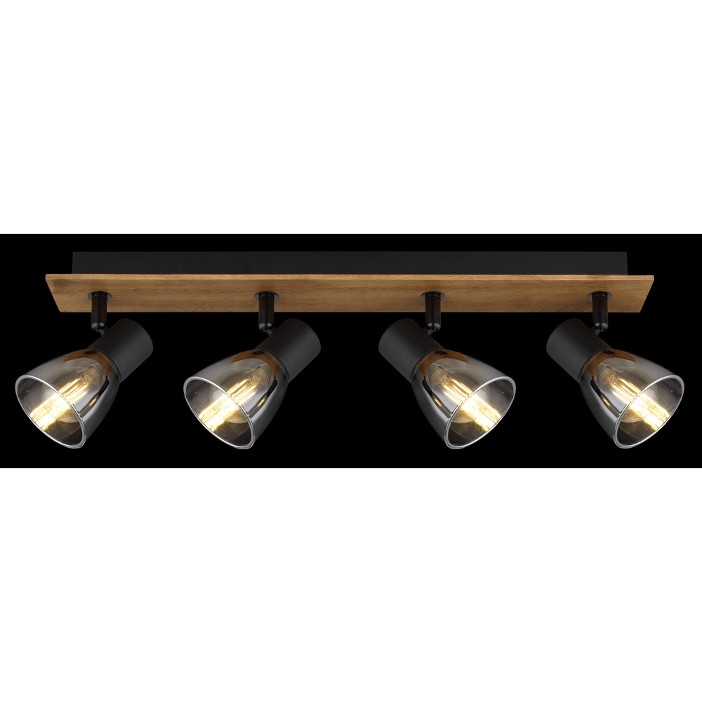 Lampe de plafond Claude 4-noir clair avec bois Globo 9007371434213
