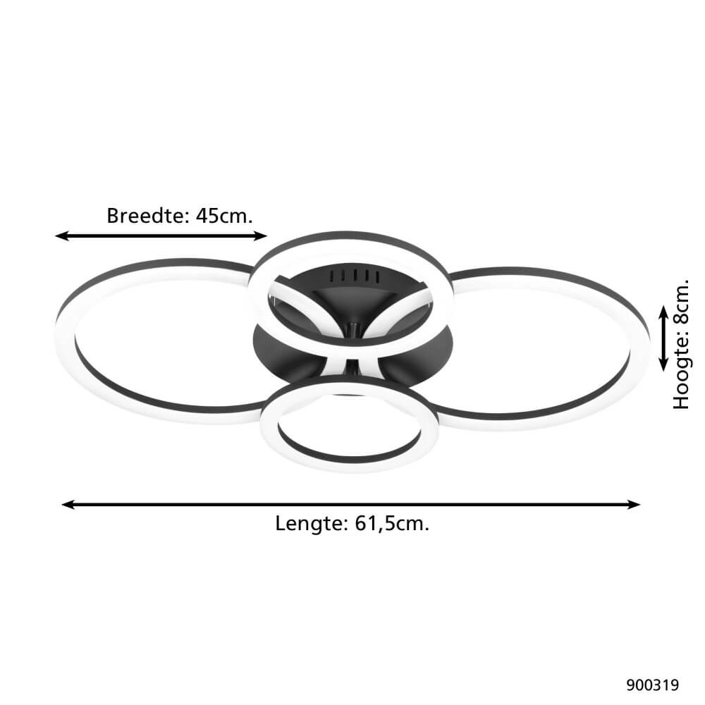 Plafonnier Zigbee Parrapos-Z 61,5x45cm noir Eglo 9008606231232