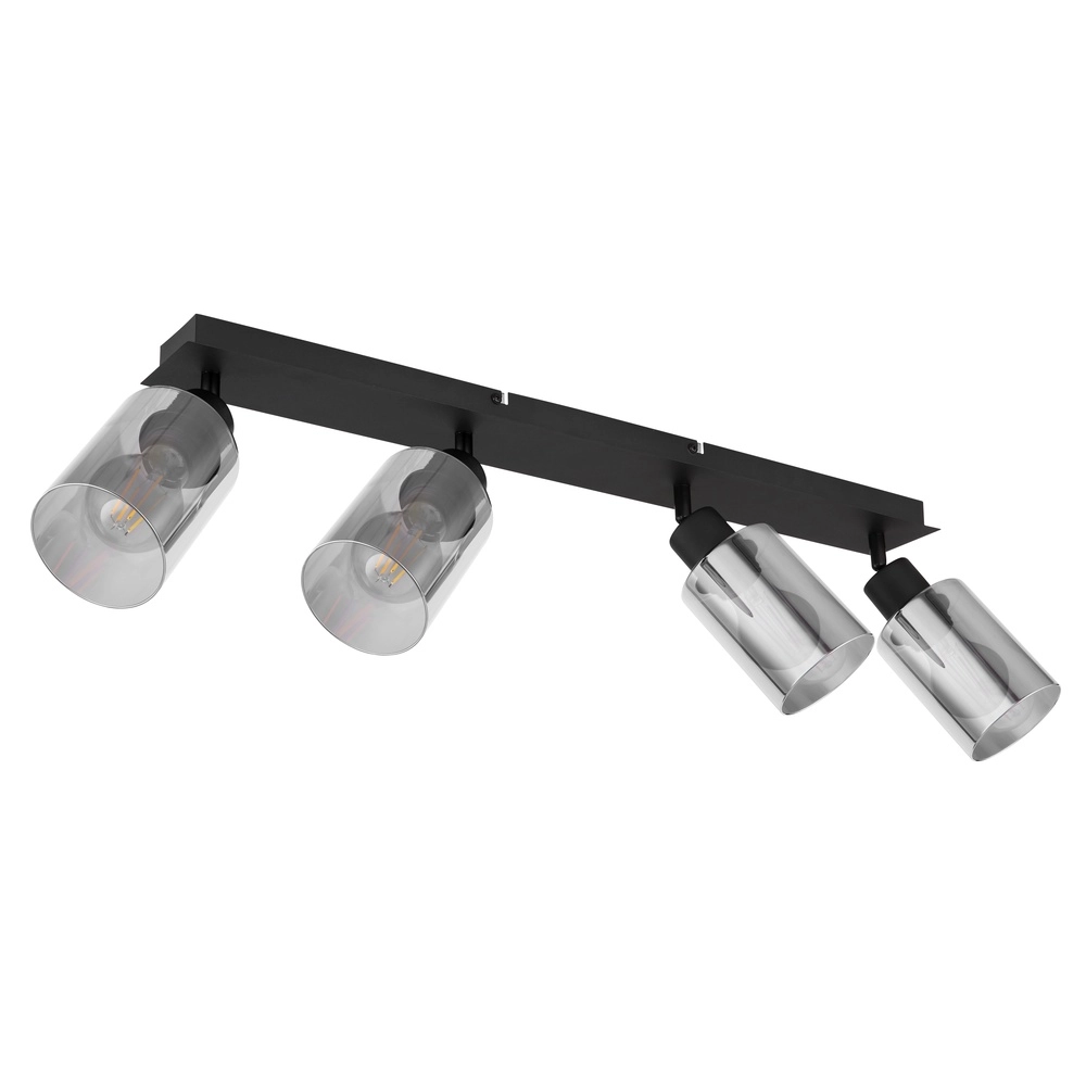 Lampe de plafond Hadera Noir 4 clairs avec verre fumé Globo 9007371431229
