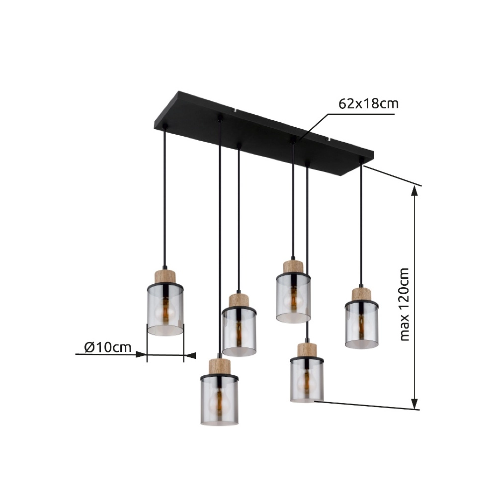 Lampe suspendue à 6 lampes Reid Noir Globo 9007371448265