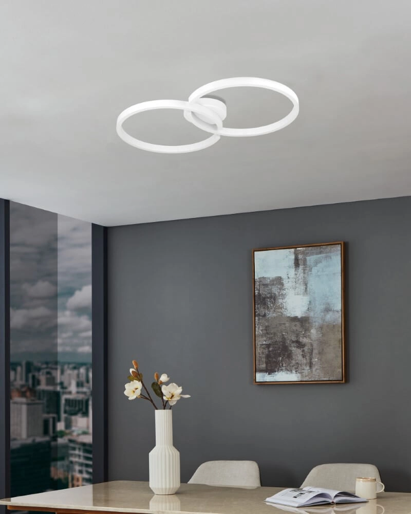 Plafonnier LED noir Amandolo 2 anneaux Eglo 9008606275069