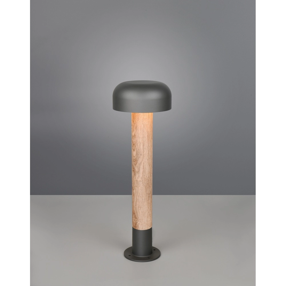 Lampe de jardin Fraser gris avec bois 54cm Trio 4017807648584