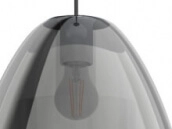 Lampe à suspension en verre Chelvey noir avec verre fumé Eglo 9002759321673