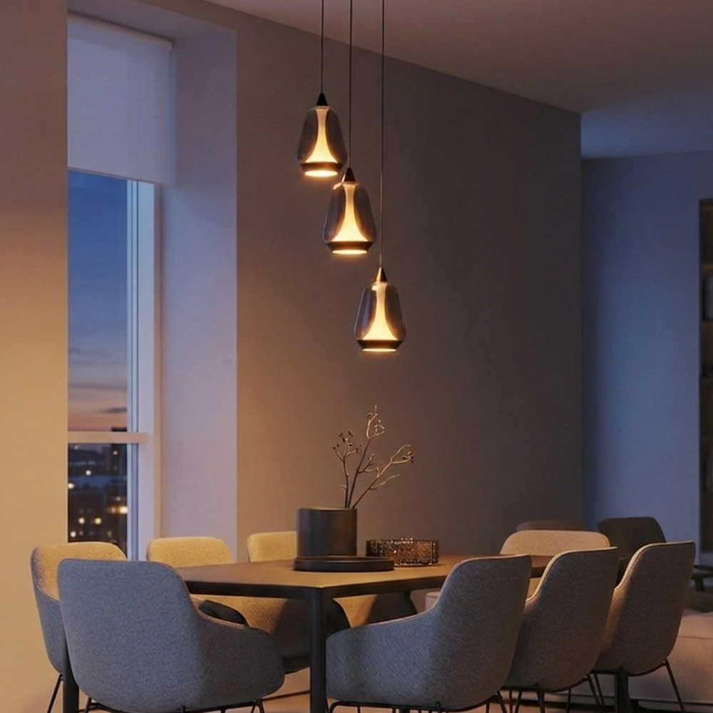 Suspension design Alish Verre fumé à 3 lumières