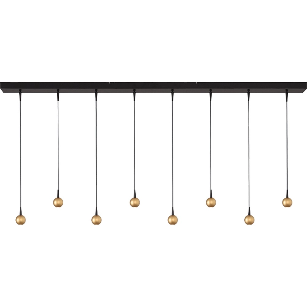 Lampe suspendue à 8 lampes Talana noir avec or Ø 6cm DTW