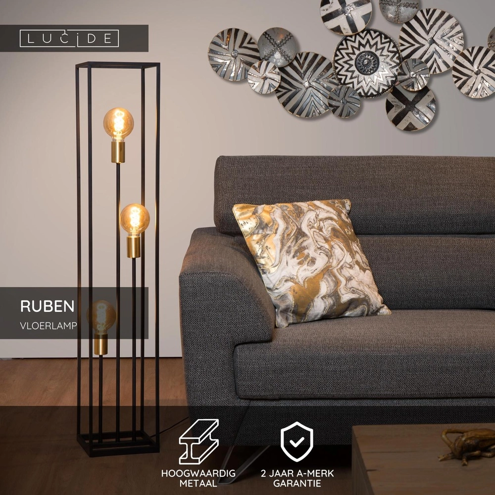 Lampe de pied Ruben Noir Lucide 5411212000200
