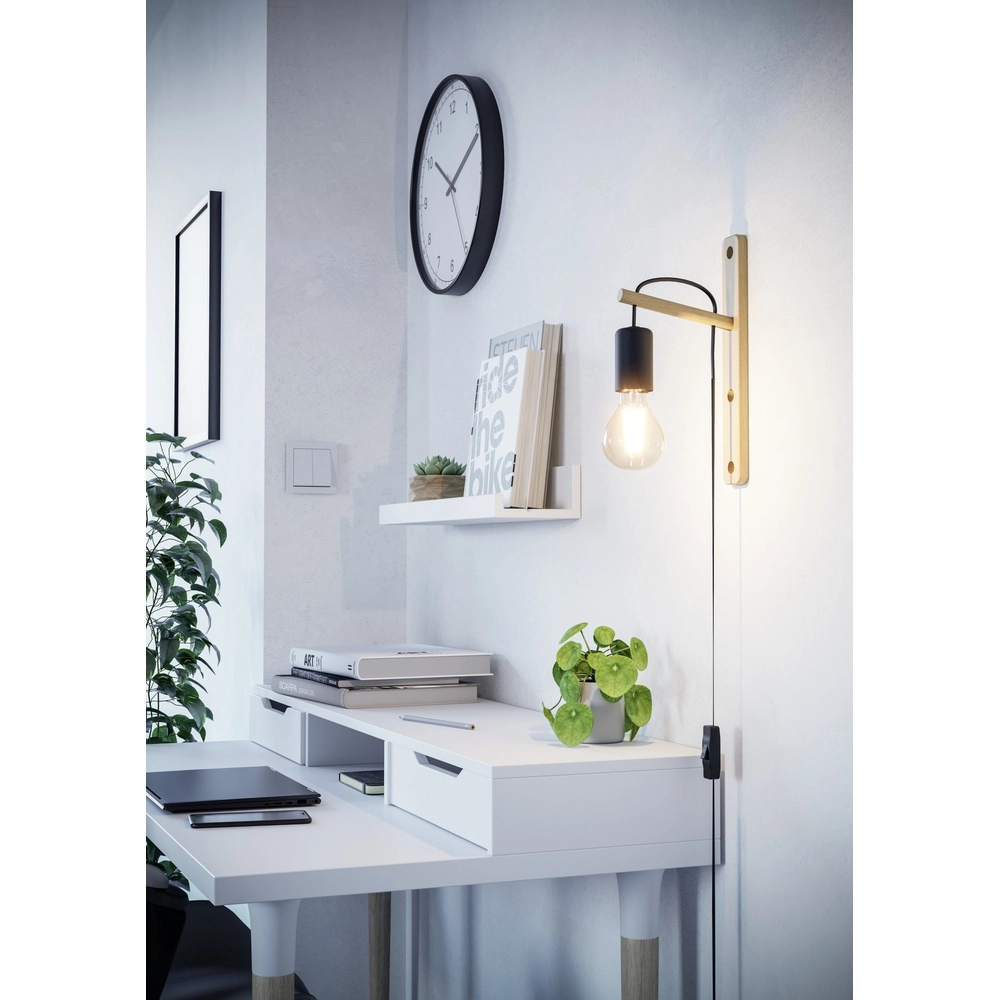 Lampe murale en bois Pockley avec commutateur Eglo 9002759440138