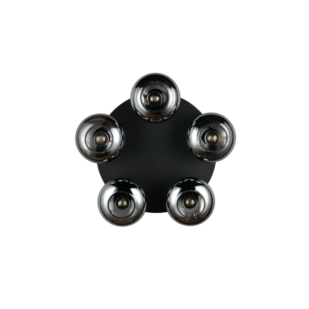 Plafonnier Divina Noir à 5 lumières avec verre fumé Trio 4017807667462