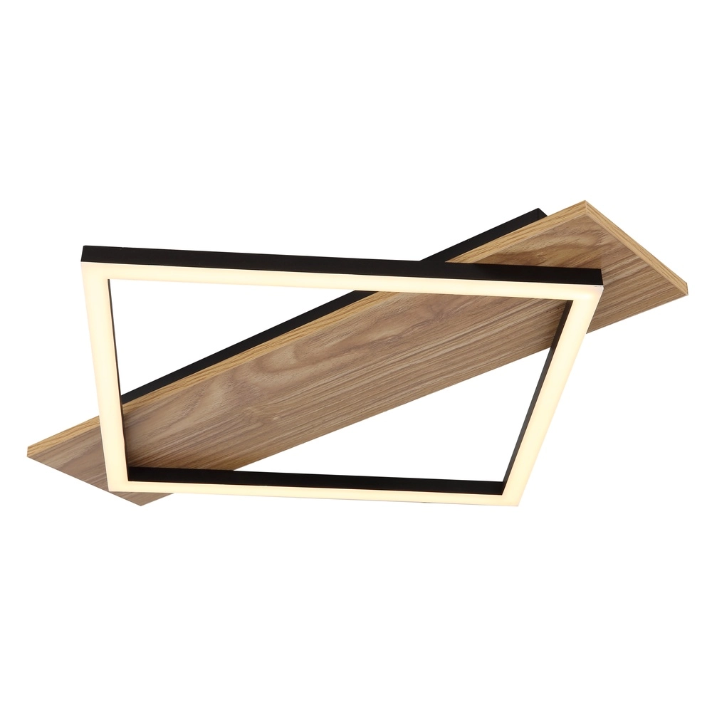 Lampe de plafond Beatrix I noir avec bois