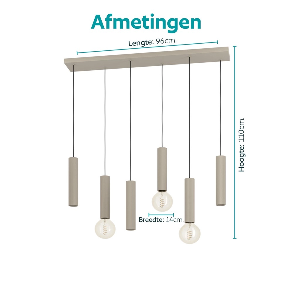 Lampe pendante de conception Fariolo 6 clairs brun sable droit Eglo 9008606391646