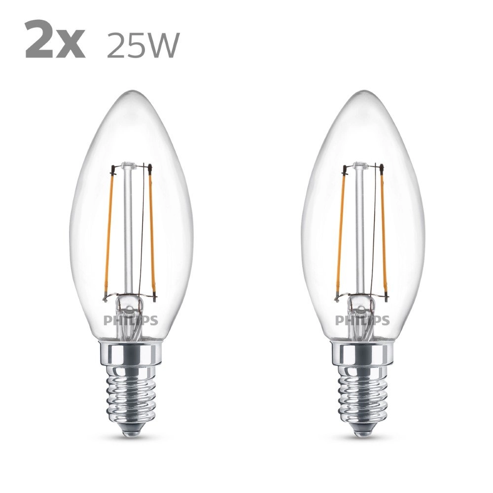 2W - E14 - 2700K - 250 lumen lot de 2 Philips 8718699782054