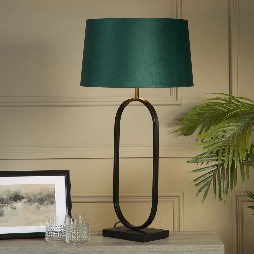 Lampe de table Modish Noir avec capuche émeraude Searchlight 5053423306179