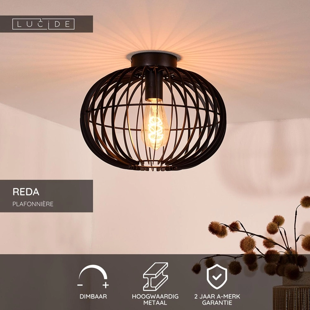 Lampe de plafond Reda Ø 32cm noir Lucide 5411212782526