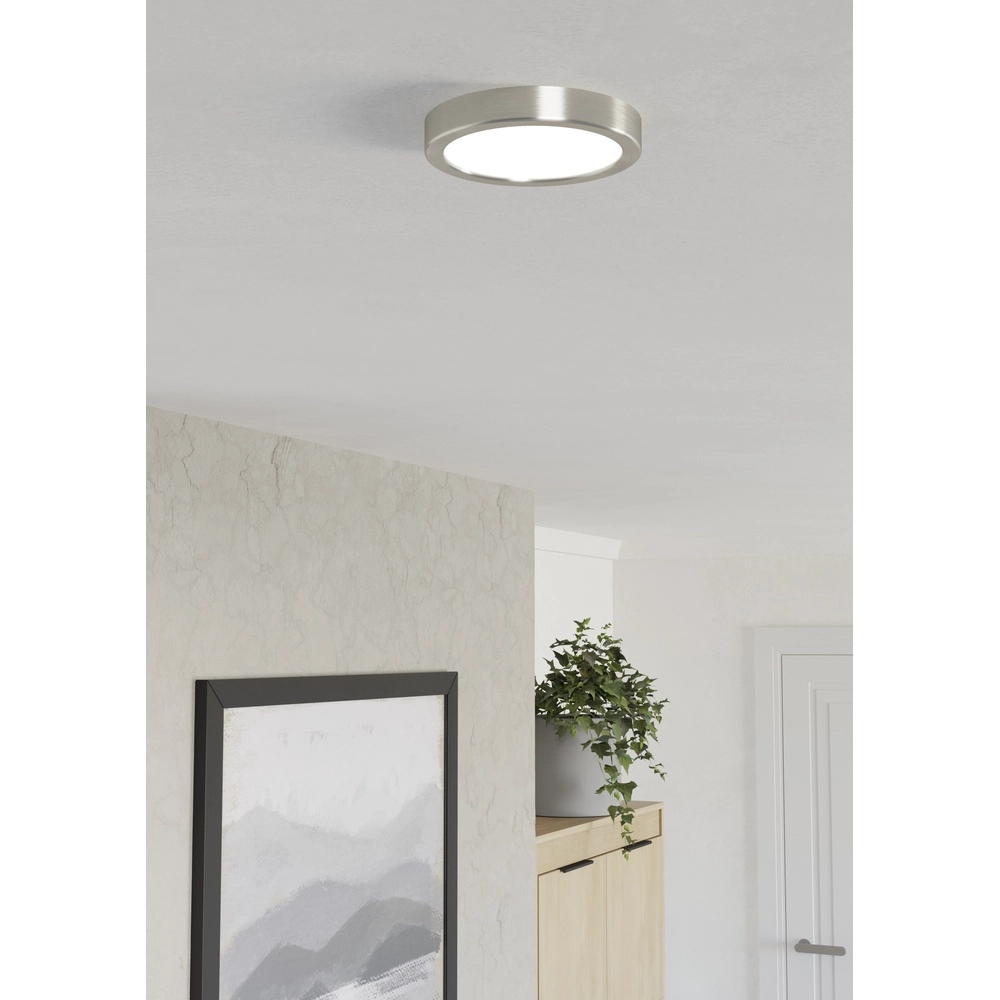 Lumière LED de plafond Fueva 6 rond - acier inoxydable - Ø 16,6 cm Eglo 9008606330225