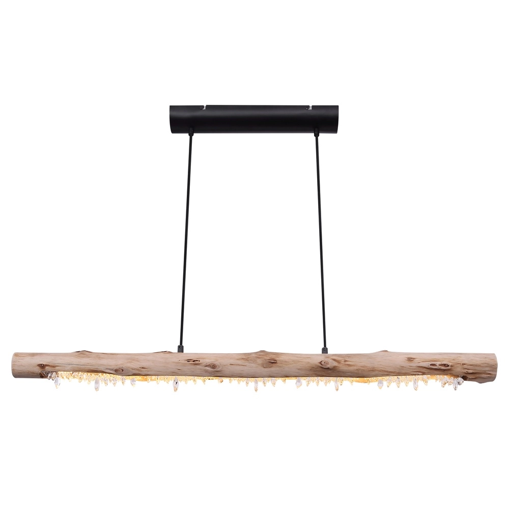 Lampe pendante de table à manger Felicitas noir avec bois Globo 9007371392889