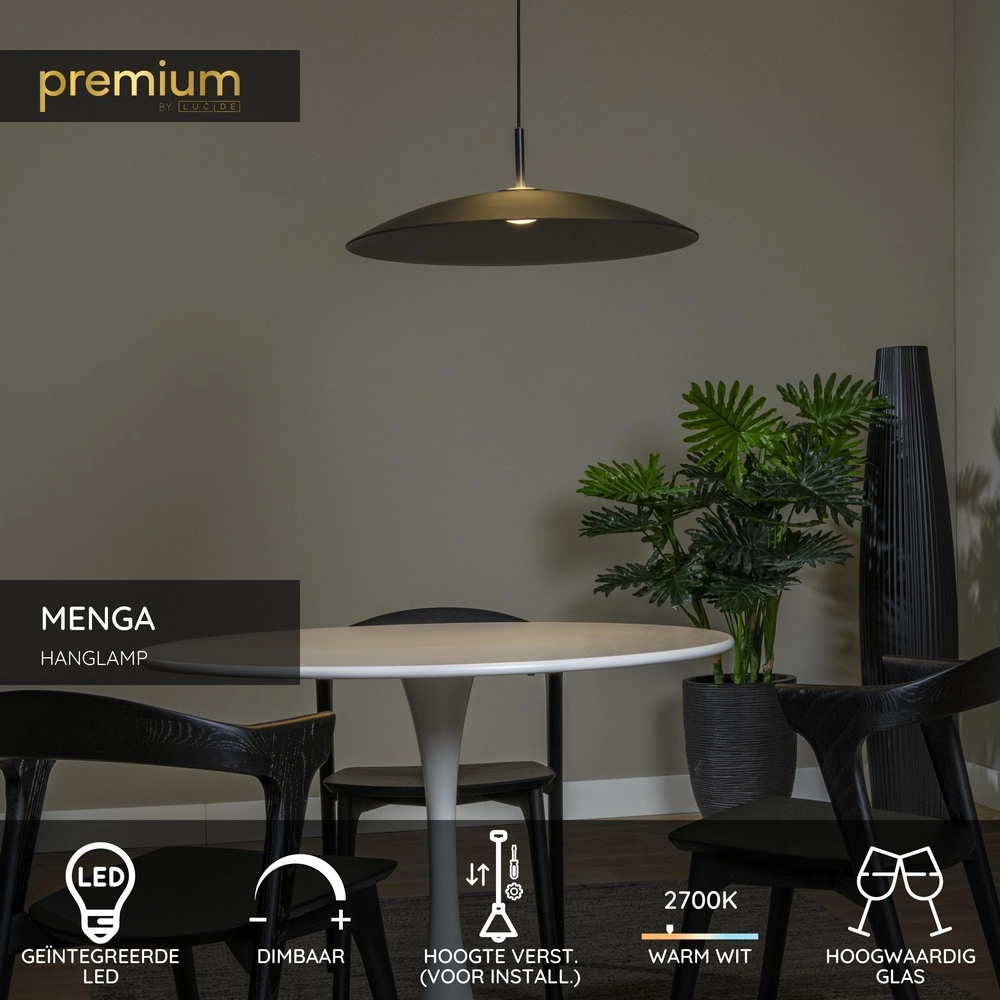 Lampe suspendue élégante Menga Ø verre fumé de 60 cm Premium by Lucide 5411212251176
