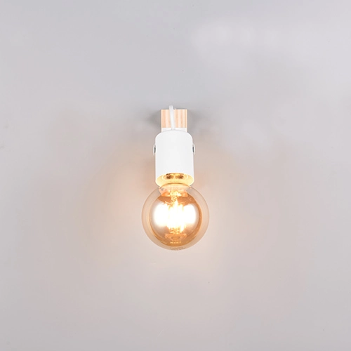 Lampe de plafond Lynar Blanc avec du bois Trio 4017807670707