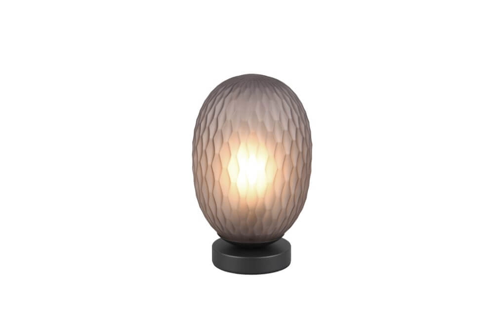 Lampe de table Facette avec verre fumé nervuré Trio 4017807616859