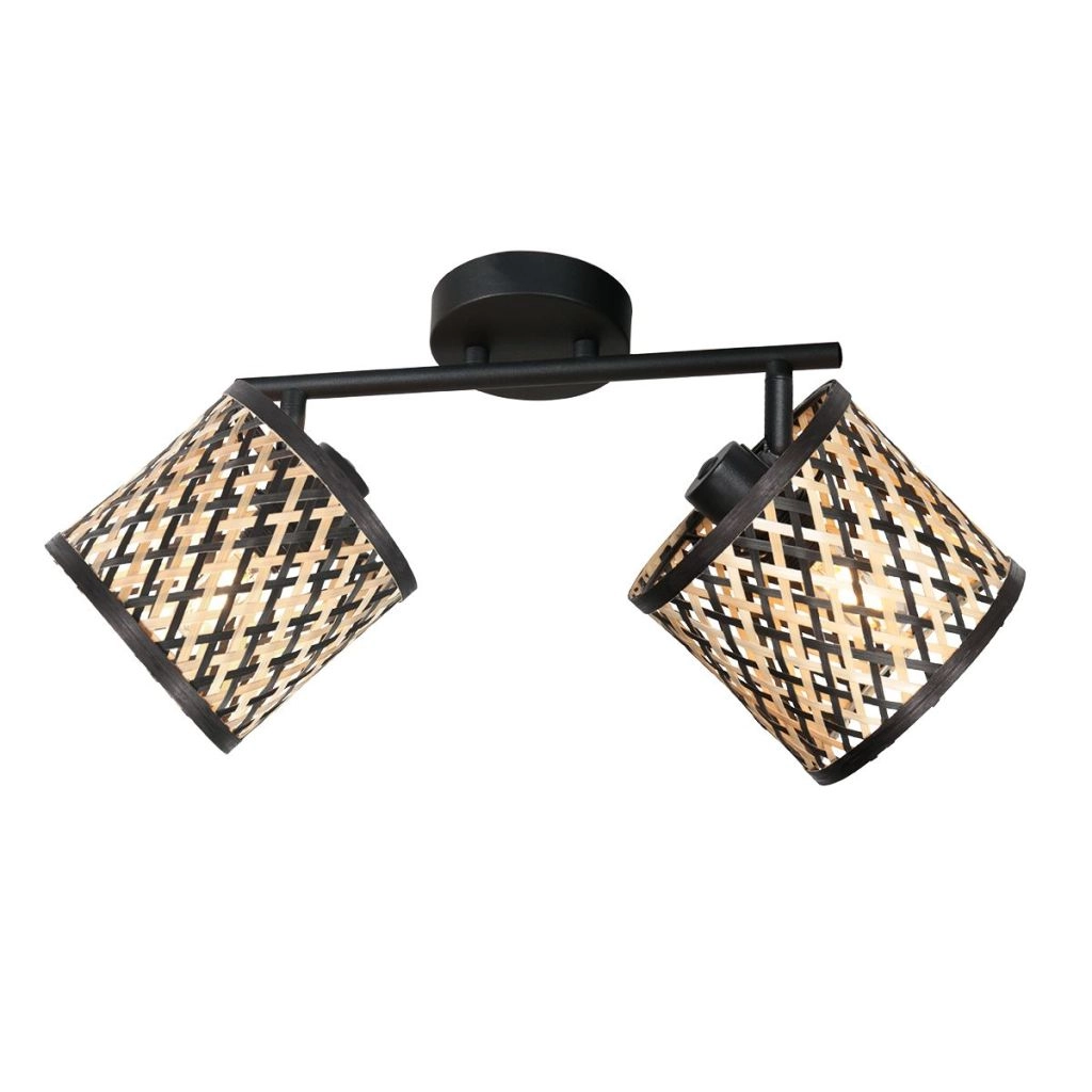 Lampe de plafond à deux lampes Sumba avec des lunettes en bambou de 12 cm Steinhauer 8712746182828
