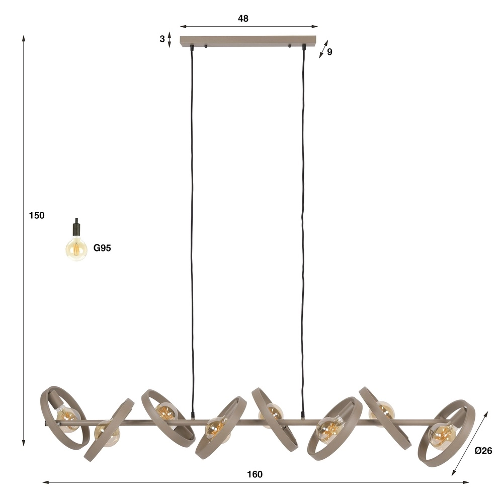 Table à manger à suspension à 8 anneaux Hover sable - Ø 26cm Lyora 8716803513372
