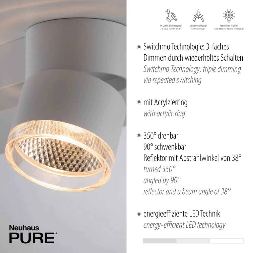 Plafonnier blanc Pure Nola 2 lumières Paul Neuhaus 4012248374542