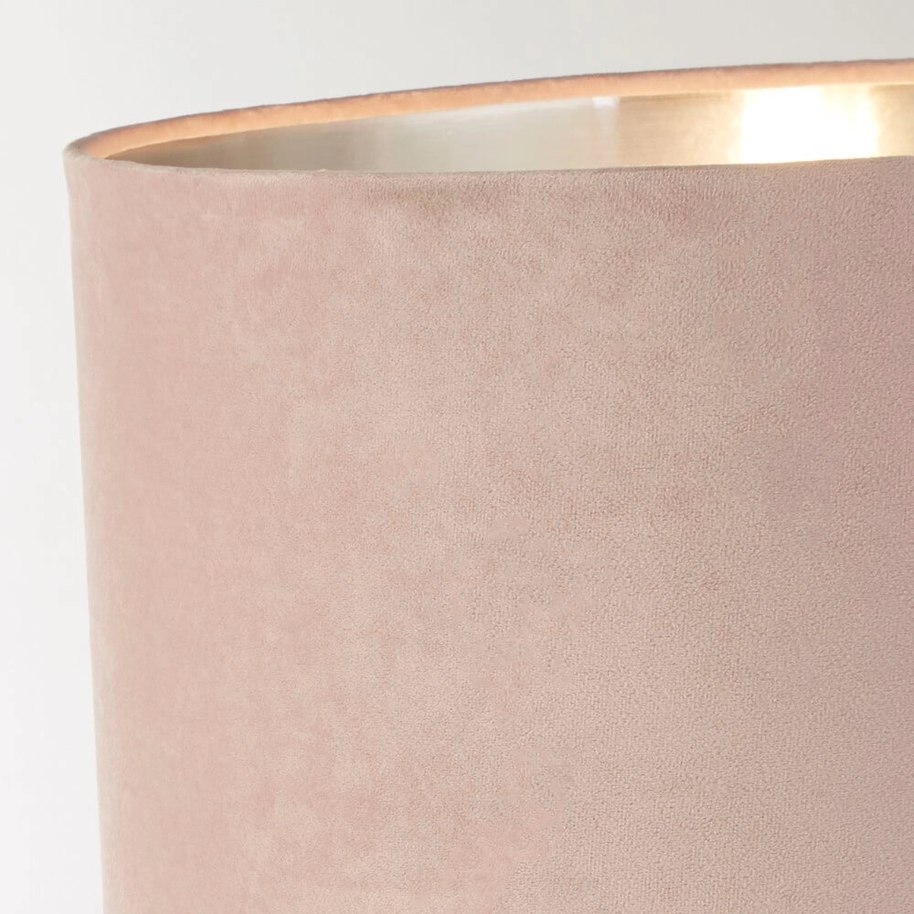 Lampe de table chromée Whitby avec capuche rose Searchlight 5053423257655