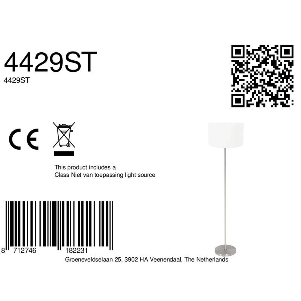 Lampadaire Noor avec capot blanc Steinhauer 8712746182231