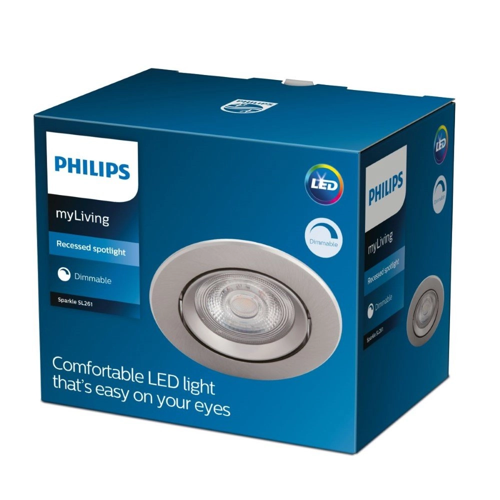 Spot LED Sparkle 5w - 2700K - 8,5cm gris métal Philips 8718699755621