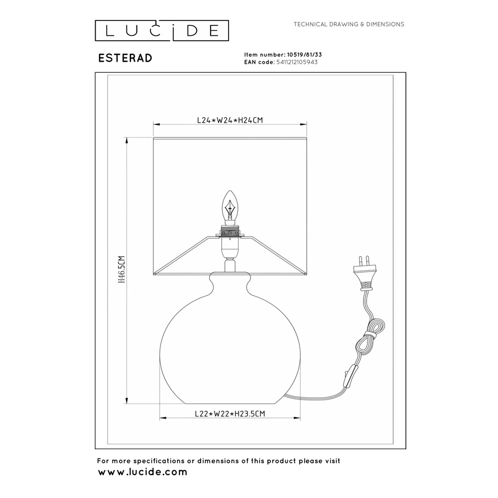 Lampe de table verte Esterad Ø 24cm Lucide 5411212105943