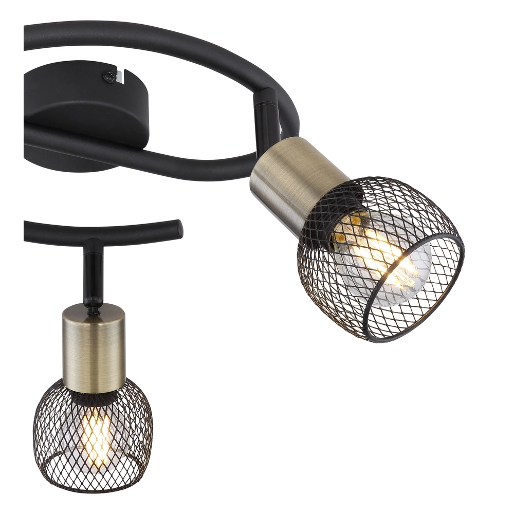 Lampe de plafond Fiastra 3-noir clair avec maille Globo 9007371427116