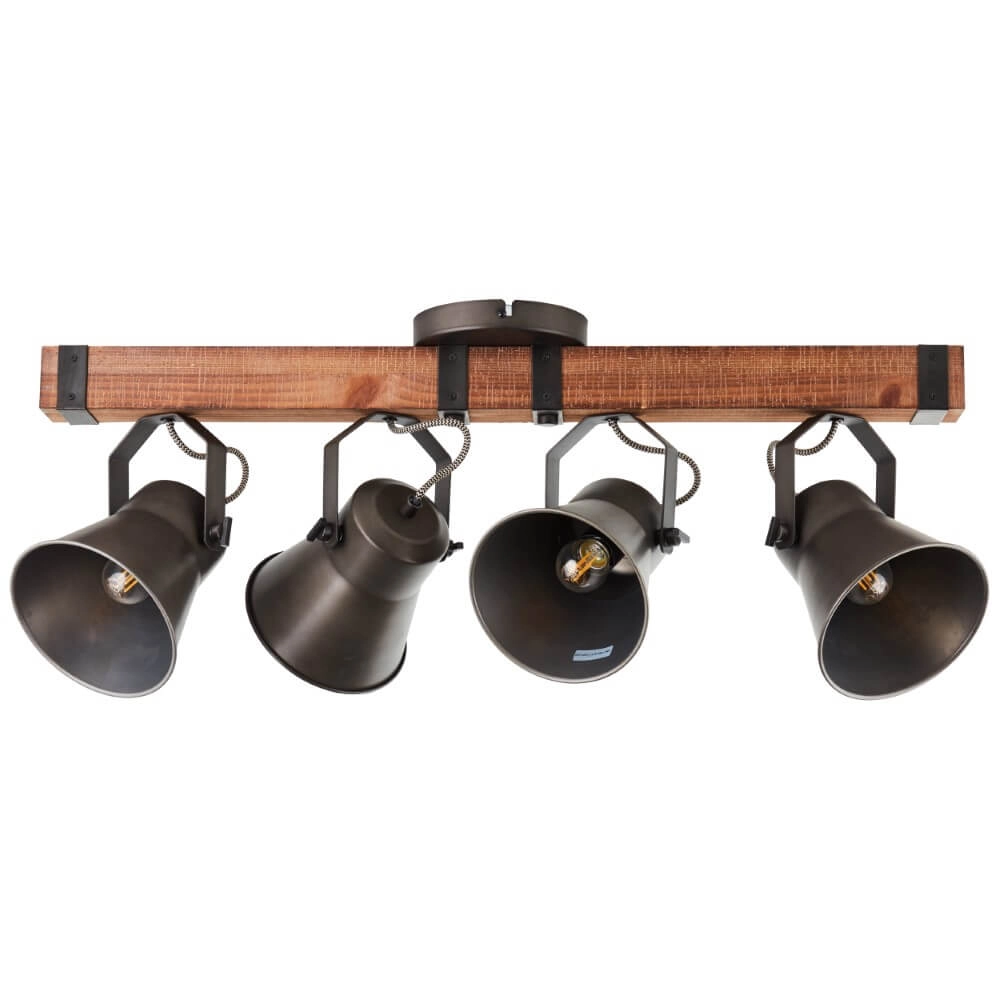 Plafonnier 4 lumières Decca noir avec du marron Brilliant 4004353361456