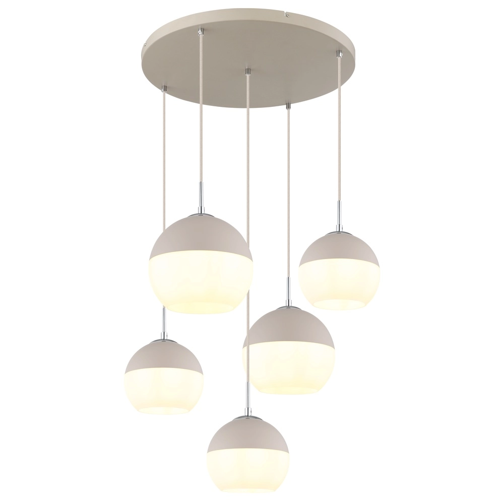 Suspension 5 lumières Ragusa rond sable brun