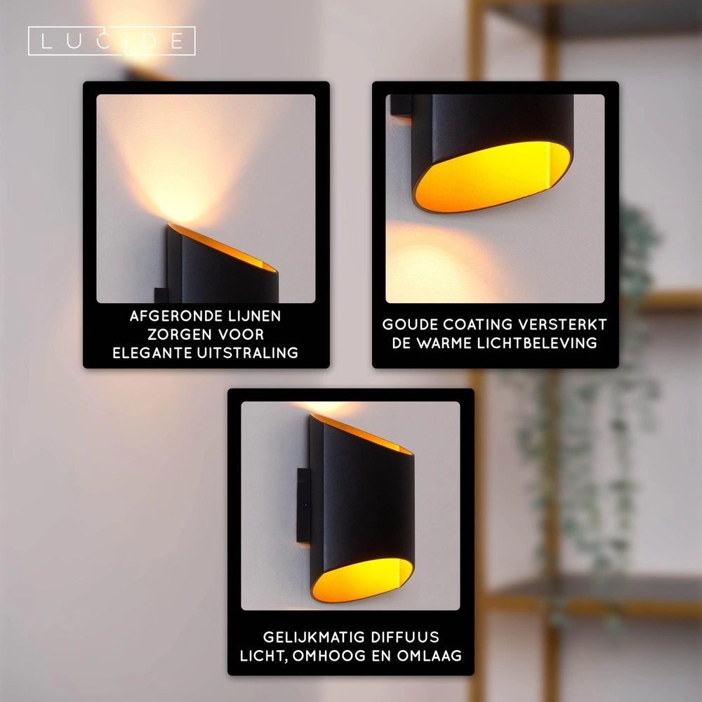Lampe murale de conception Diletta Noir Lucide 5411212093554