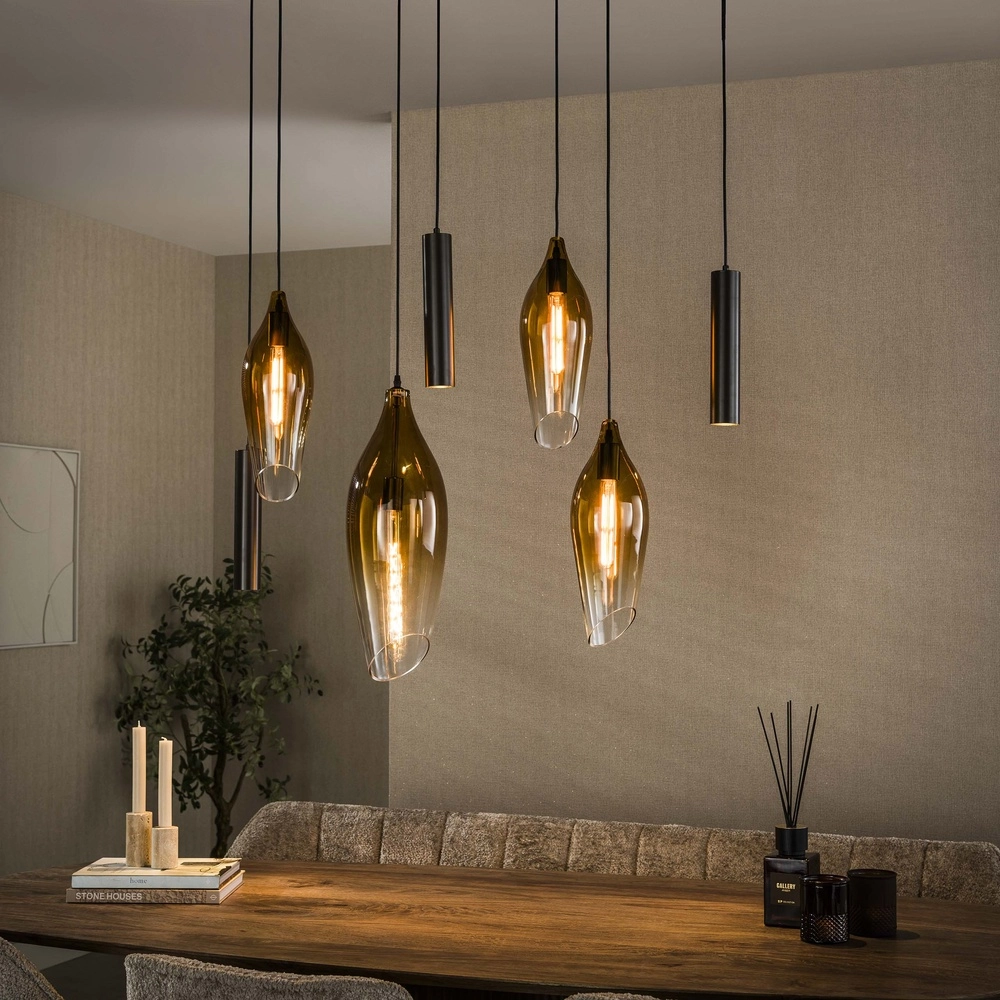 Lampe pendante élégante Cocoon avec du verre qui s’estompe.