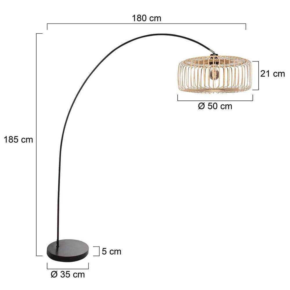 Lampe à arc Solva noir avec bambou Steinhauer 8712746176889