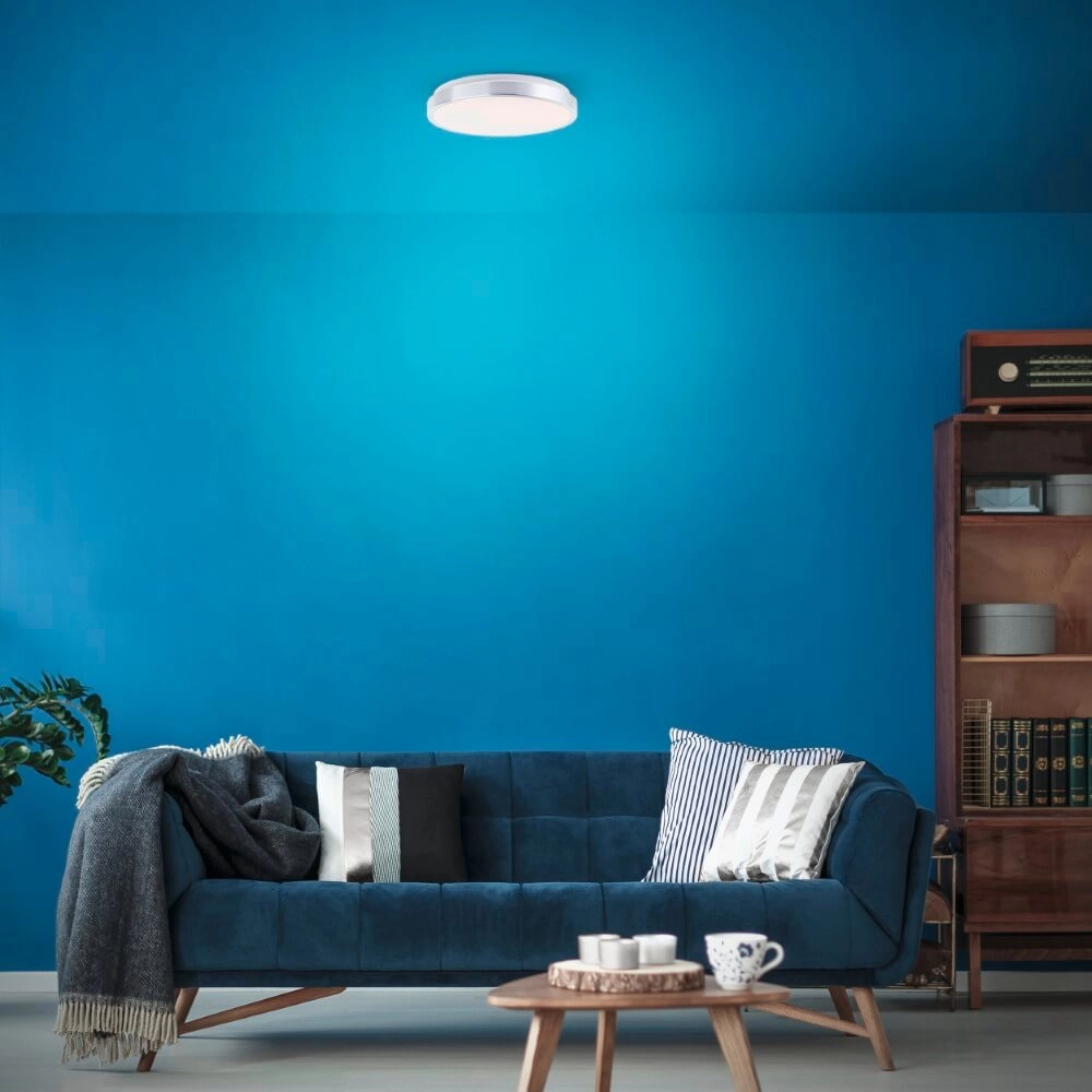 Plafonnier en nickel Livius avec blanc Ø 33cm Brilliant 4004353426476