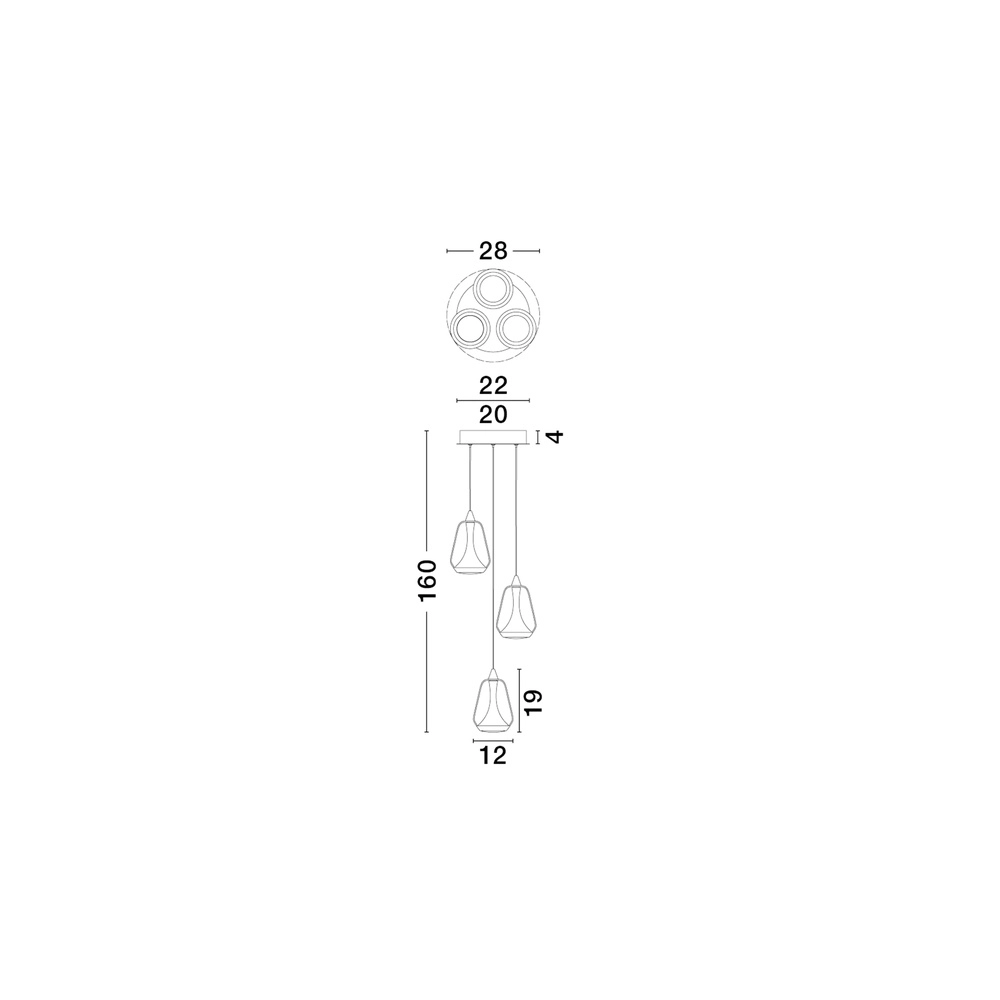 Suspension design Alish Verre ambré à 3 lumières Lyora 5212017477712