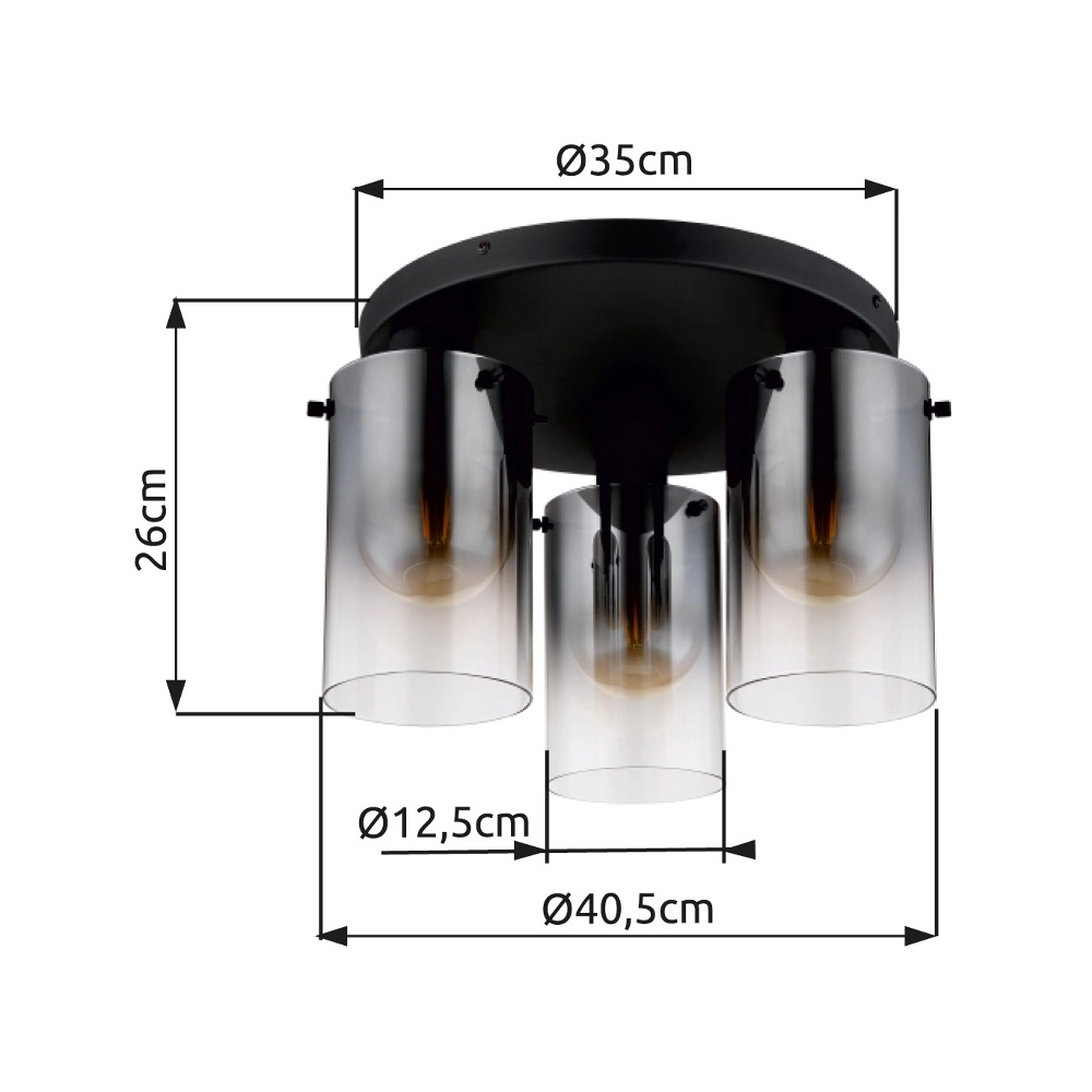 Lampe de plafond noire Florentina 3-lumière Globo 9007371455140