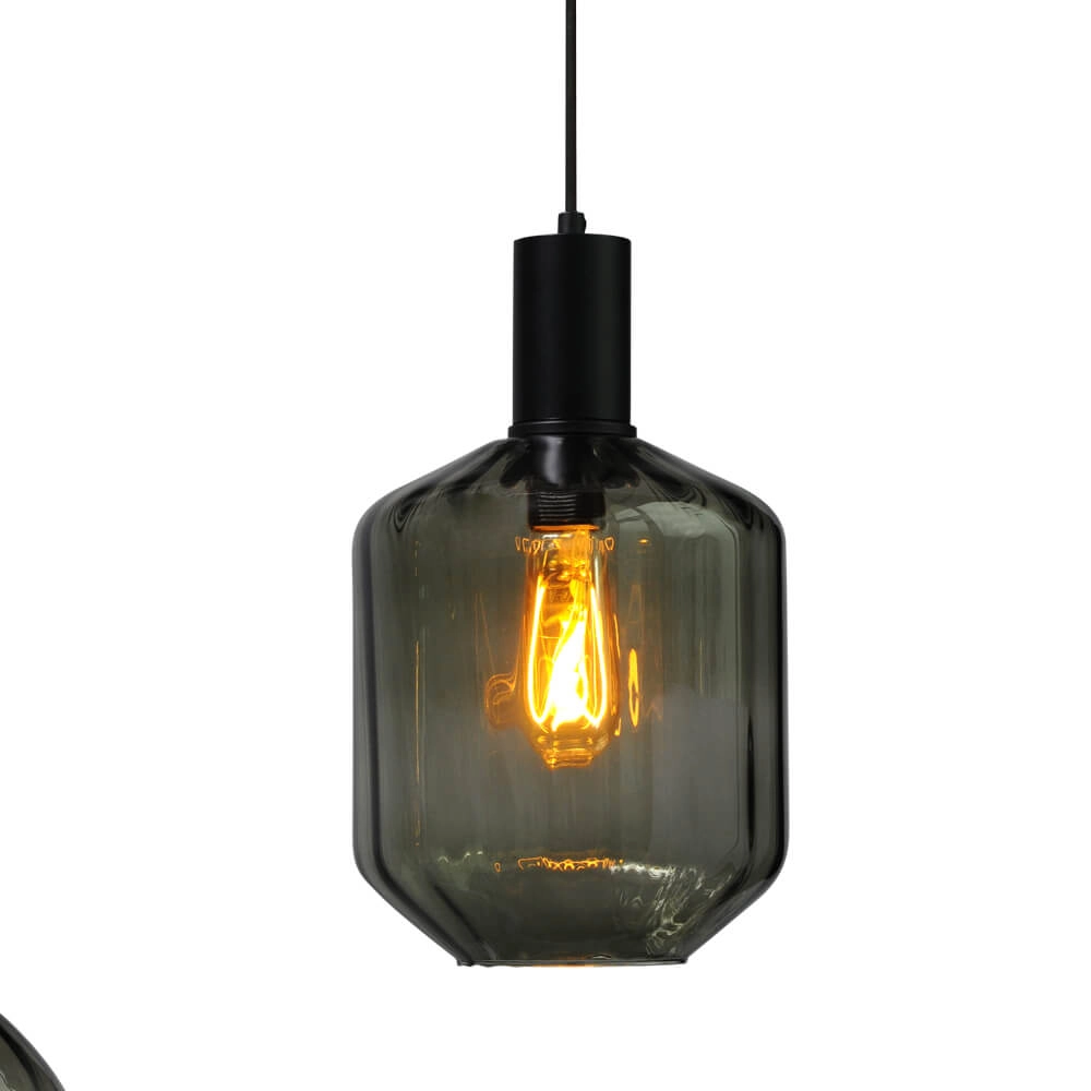 Lampe suspendue 5 lumières - noire - Porto avec des lunettes différentes Masterlight 8718121270388