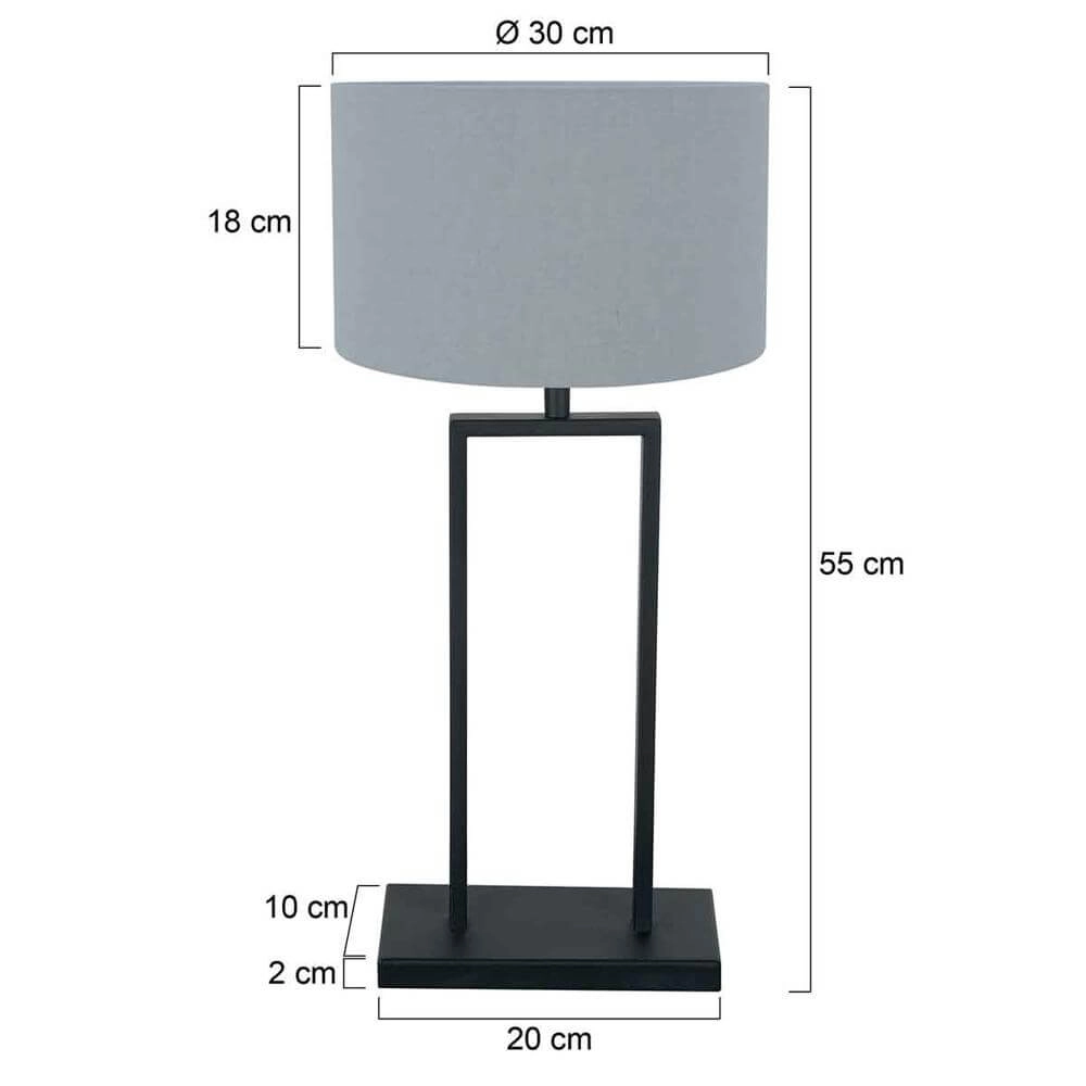 Lampe de table Stang noir avec abat-jour bleu clair 55cm Steinhauer 8712746175431