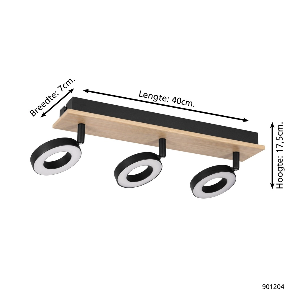 Lumière LED de plafond Rielves 3 lumières avec bois Eglo 9008606313723