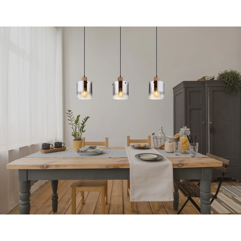 Lampe suspendue Underwood Bois à 3 lumières Globo 9007371475049