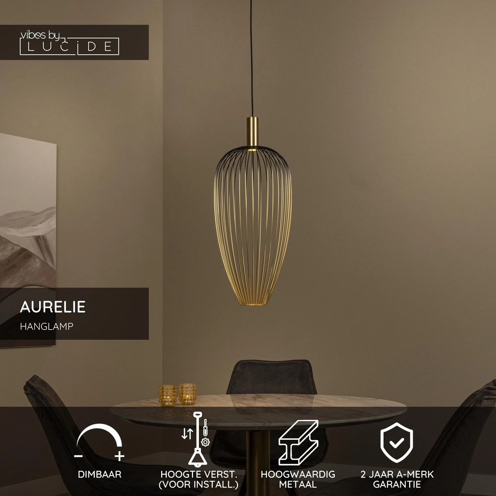 Lampe filaire Aurelie Ø 30 cm d’or Lucide Vibes 5411212212283
